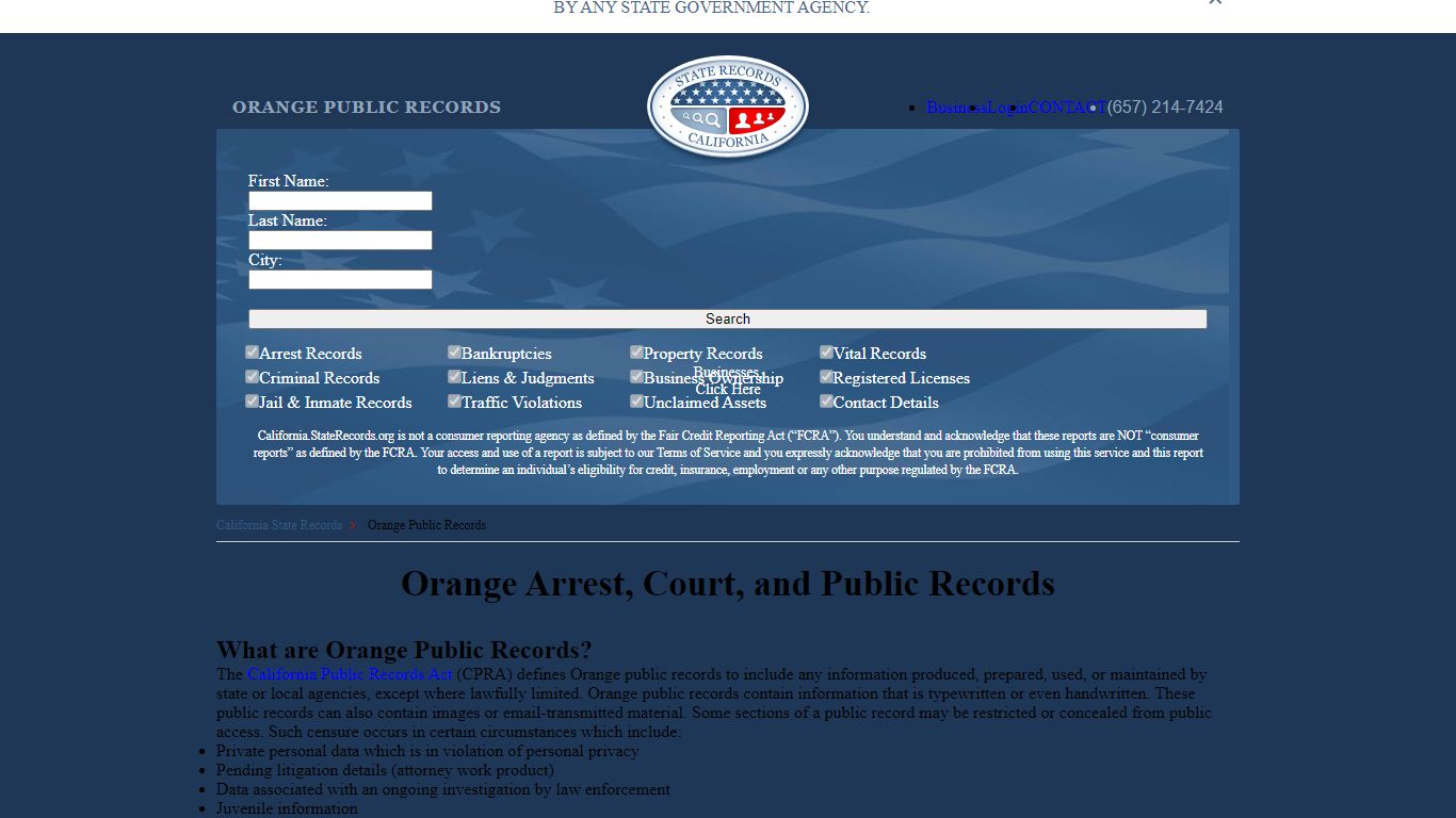Orange Arrest and Public Records | California.StateRecords.org